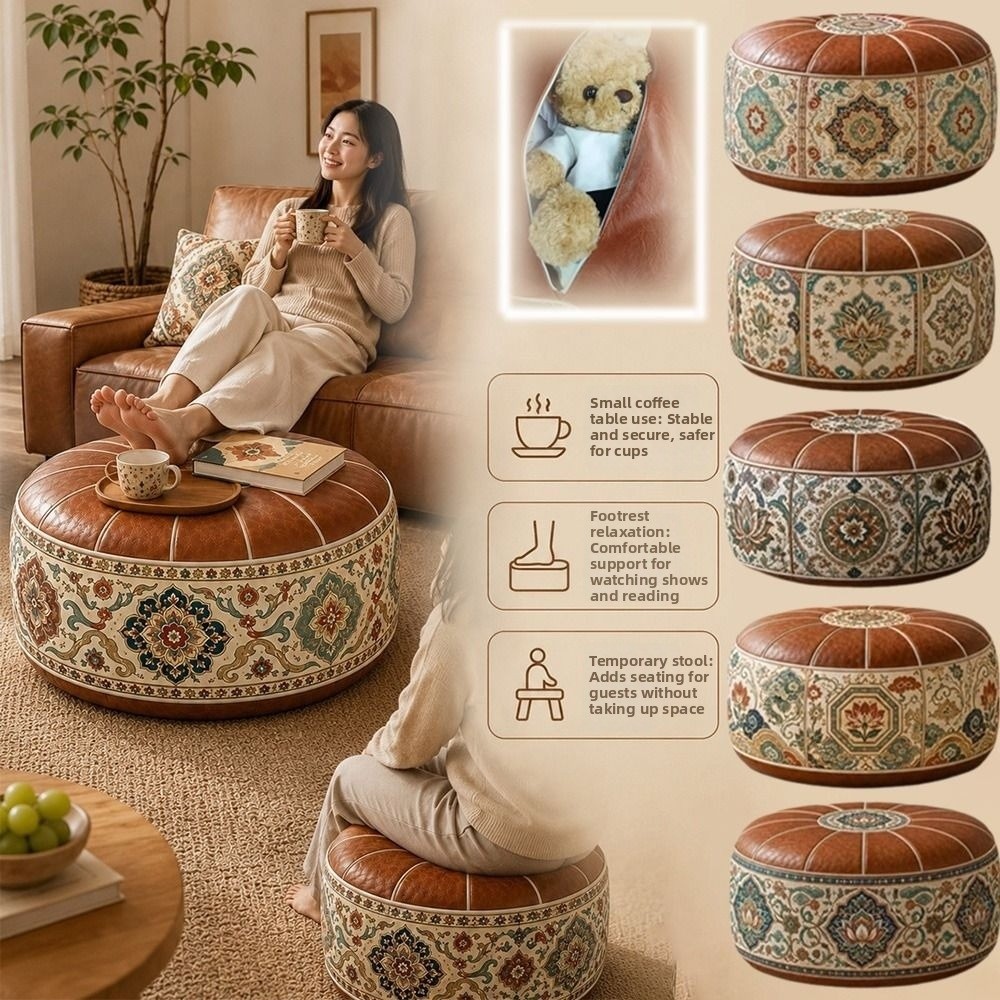 Floor Cushion Pouf - Nowy puf z ekoskóry PU, wzór