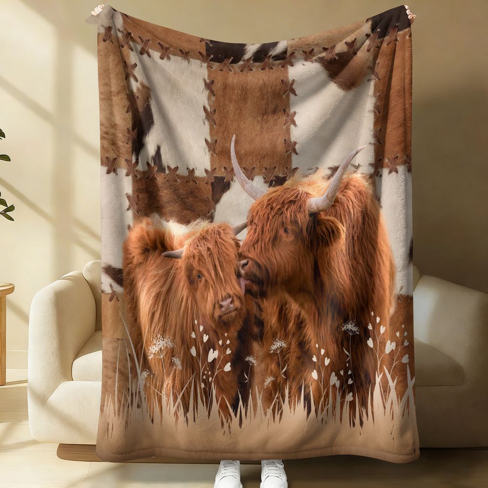 Highland Home Textiles - Koc z polaru flanelowego z cyfrowym