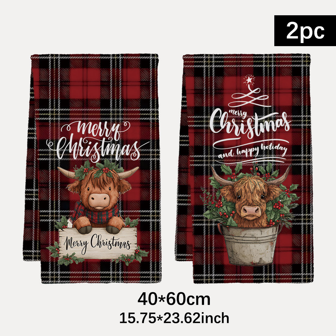 Highland Home Textiles - Ręcznik kuchenny 40x60cm z motywem świątecznym,