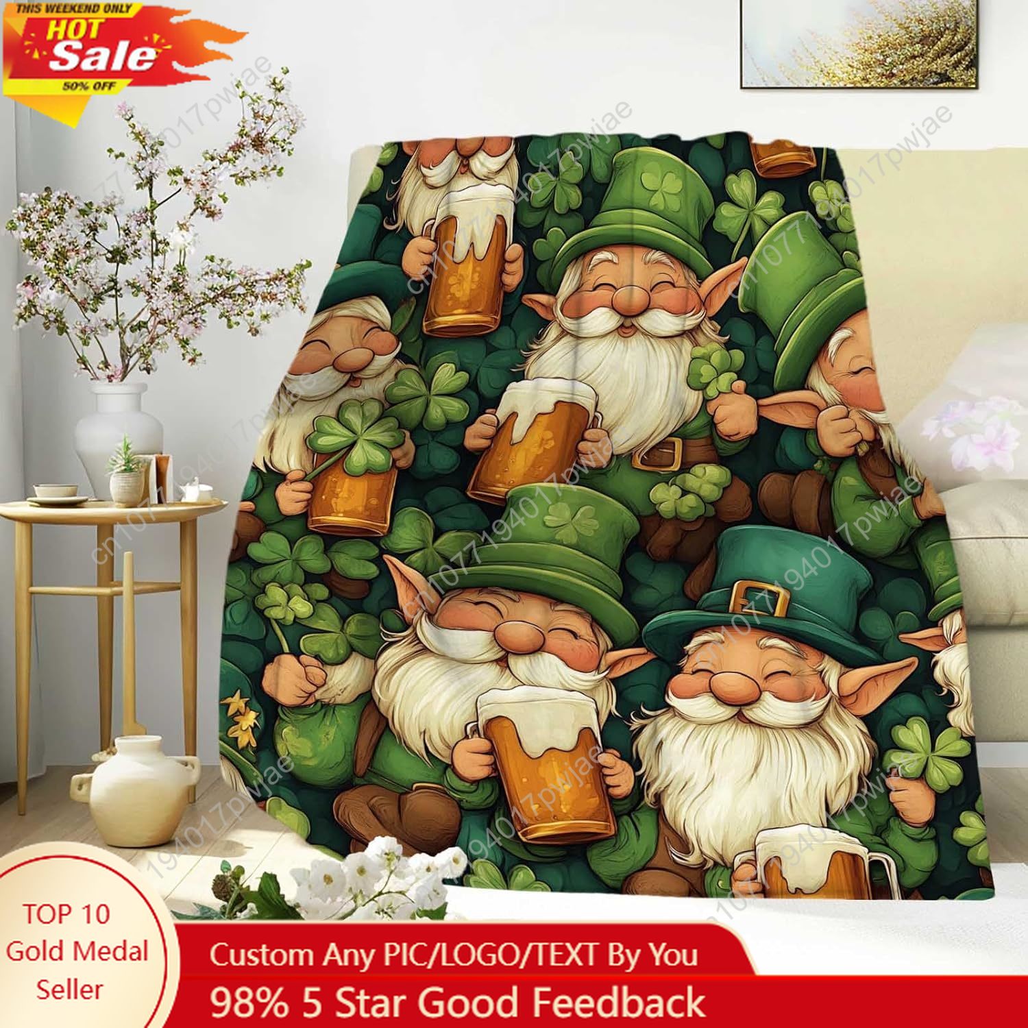 Home And Textiles Today - Koc z motywem Świętego Patryka z