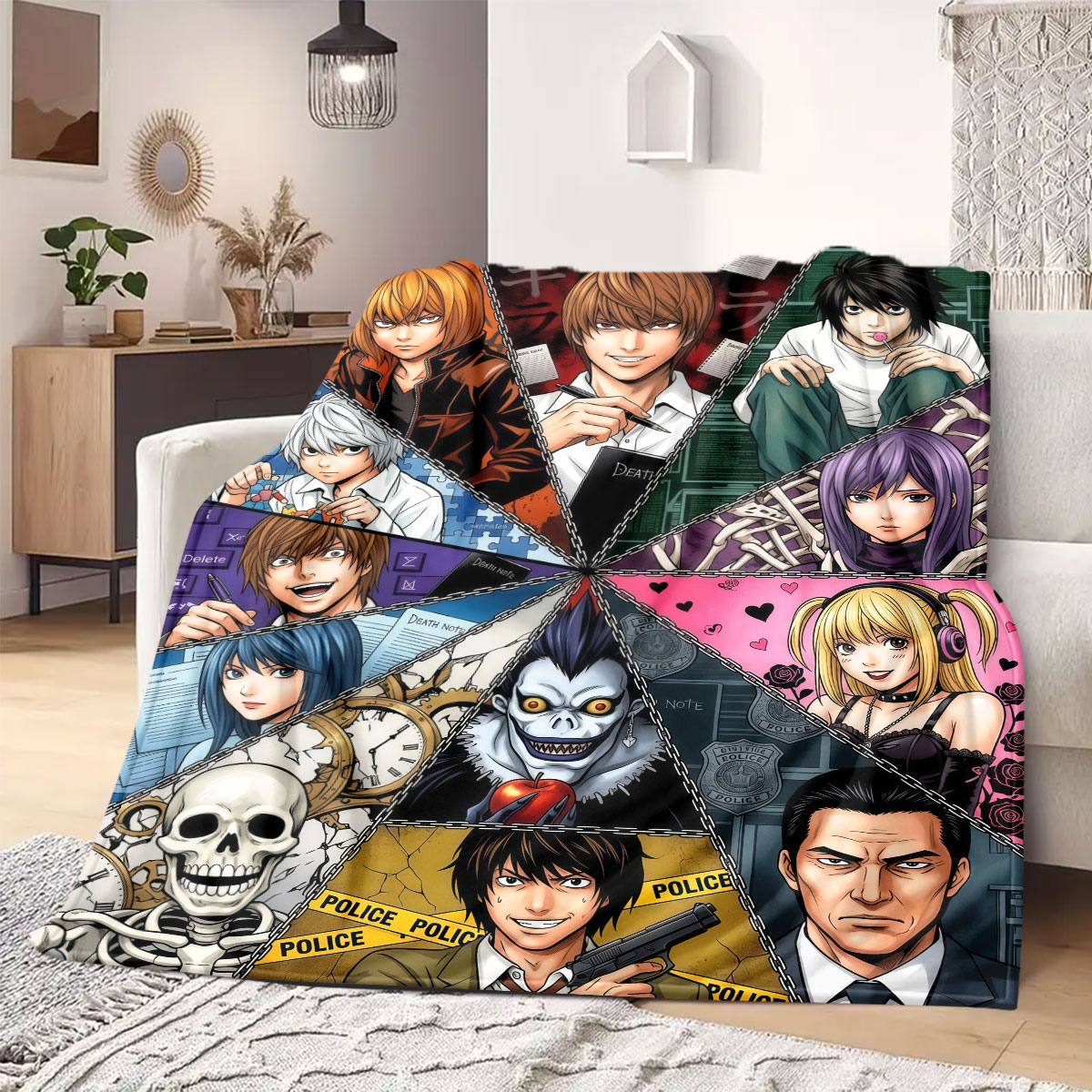 Home Textiles Notes - Koc Flanelowy Death Note Grand Cartoon,
