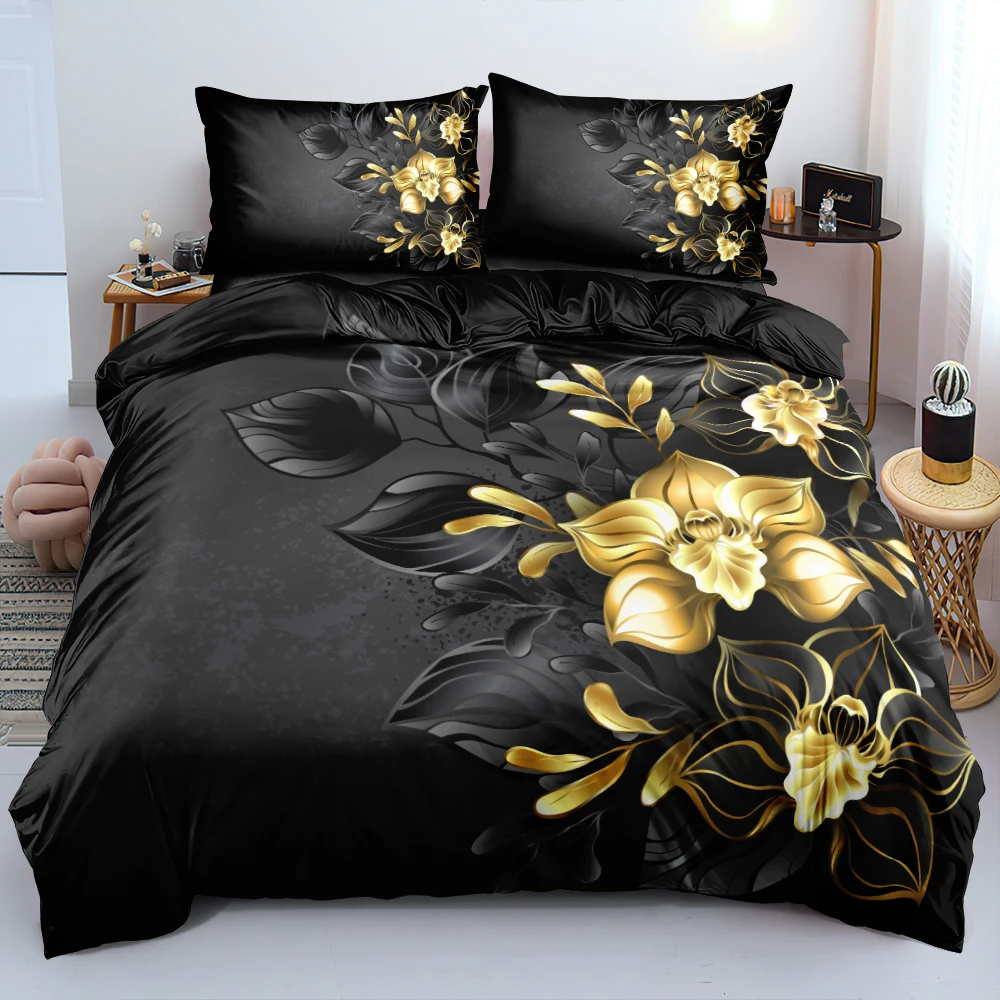 Linen Duvet Cover - Projekt 3D Kwiaty Zestawy kołdry Pościel