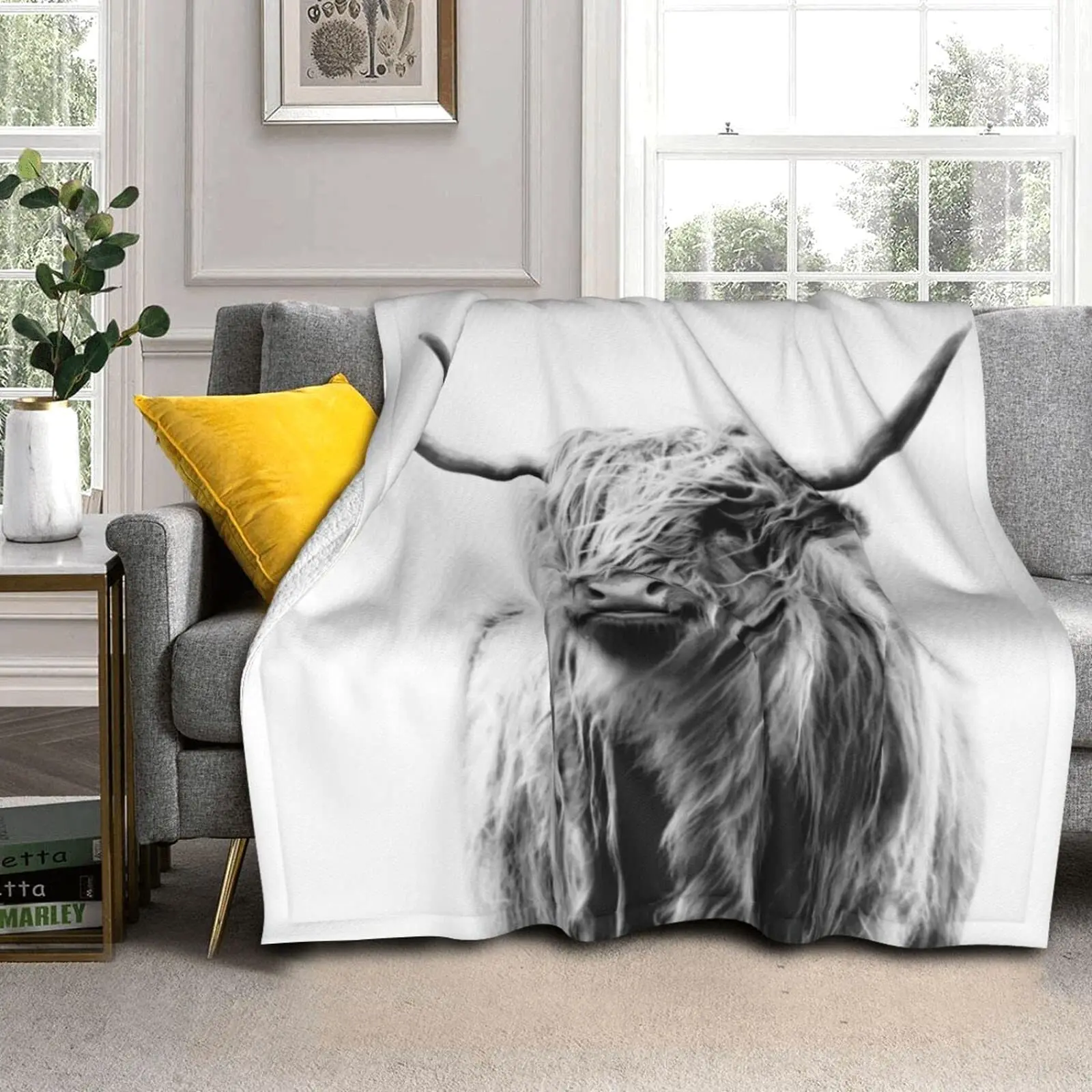 Koc z motywem krowy szkockiej, – Highland Home Textiles recenzja i cena