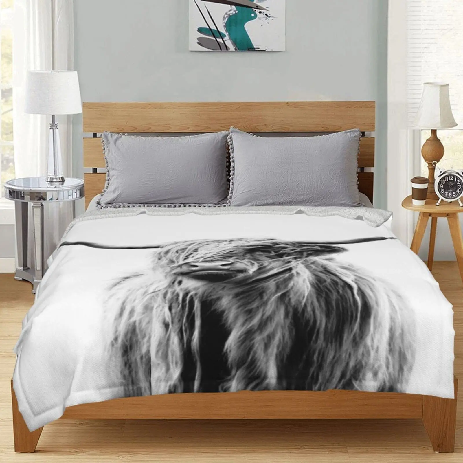 Koc z motywem krowy szkockiej, – Highland Home Textiles recenzja i cena