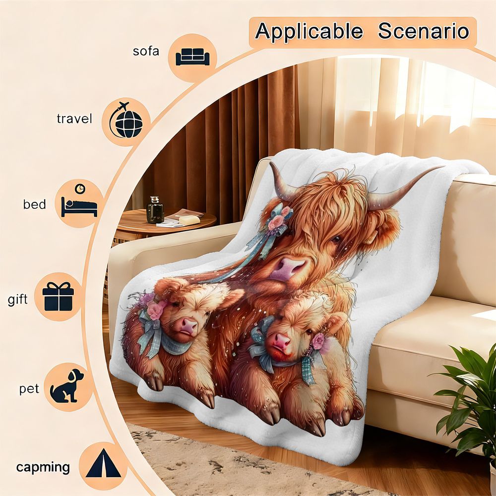 Koc z flaneli z nadrukiem krow – Highland Home Textiles recenzja i cena