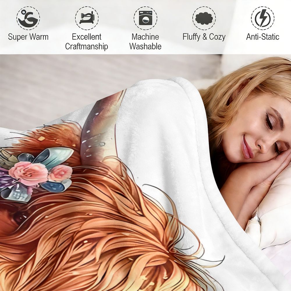 Koc z flaneli z nadrukiem krow – Highland Home Textiles recenzja i cena