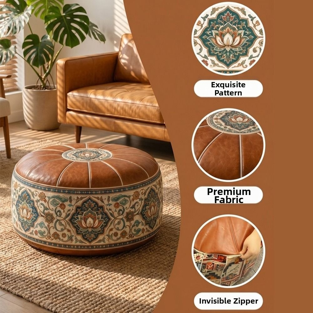 Nowy puf z ekoskóry PU, wzór b – Floor Cushion Pouf recenzja i cena