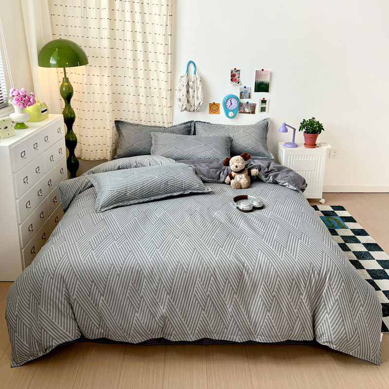 4-częściowy szary geometryczny – Linen Duvet Cover recenzja i cena