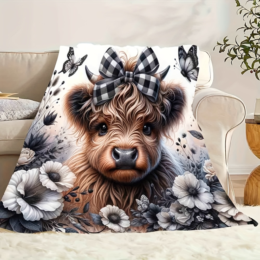 Koc w kratę z krową szkocką -  – Highland Home Textiles recenzja i cena
