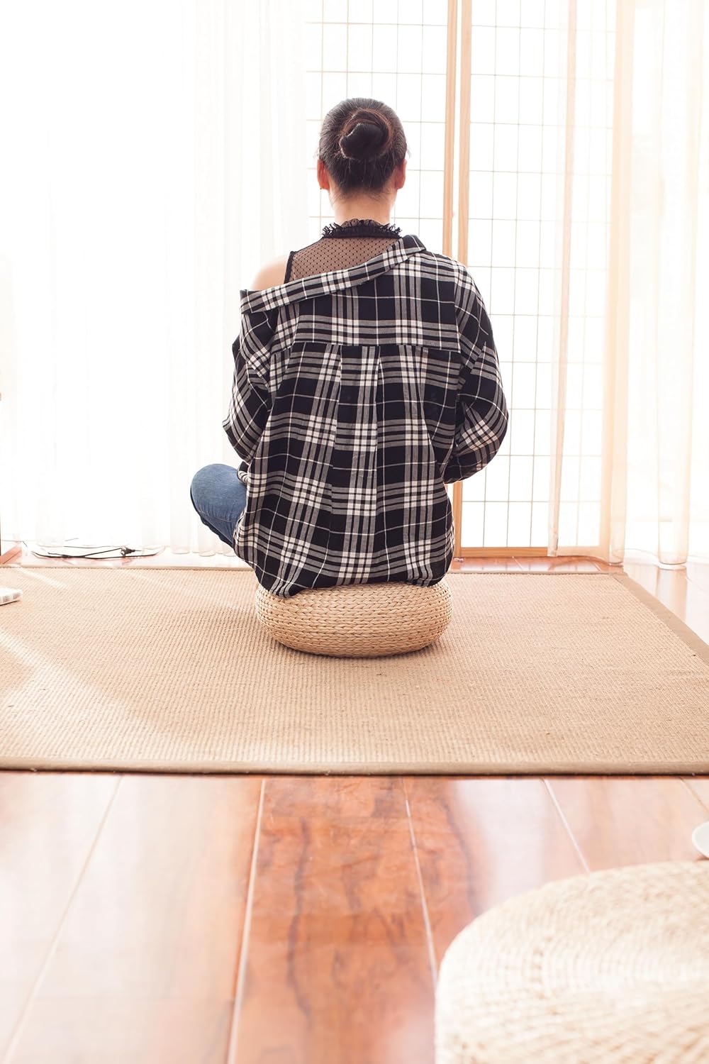Ręcznie robiona słomiana pufa  – Floor Cushion Pouf recenzja i cena