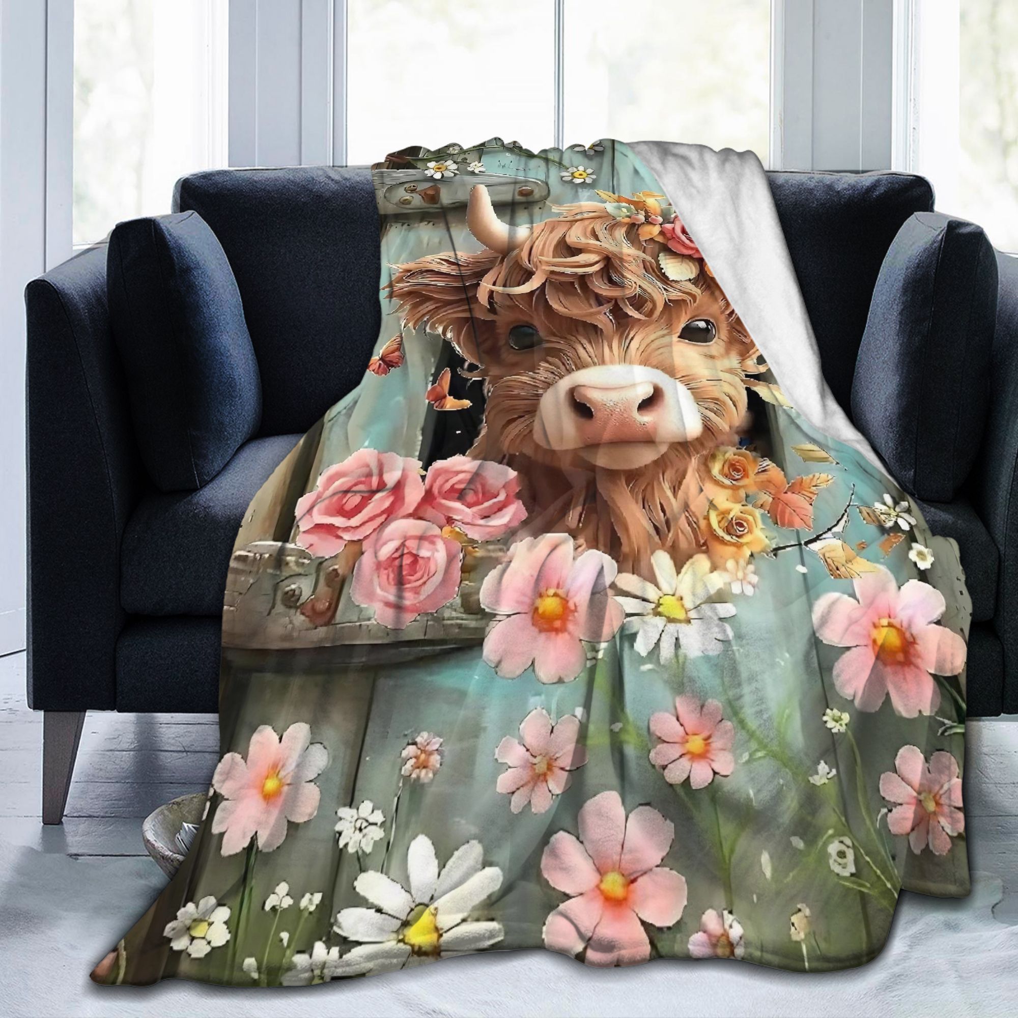 Koc z motywem krowy szkockiej  – Highland Home Textiles recenzja i cena